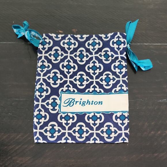 BRIGHTON Jewelry Pouch Drawstring Bag Logo Ribbons Live Love Laugh Dream Blue - Picture 1 of 5